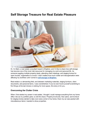 Self Storage Treasure for Real Estate Pleasure