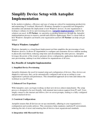 Simplify Device Setup with Autopilot Implementation