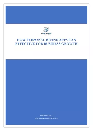 How Personal Brand Apps Can Effective for Business Growth - Siddhi Infosoft