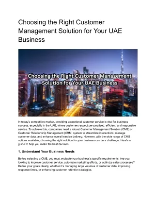 choosing the right customer management solution