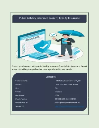 Protect your business with public liability insurance from Infinity Insuranc2