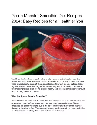 Green Monster Smoothie Diet Recipes 2024- Easy Recipes for a Healthier You