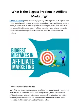 What is the Biggest Problem in Affiliate Marketing?