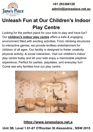 Unleash Fun at Our Children's Indoor Play Centre