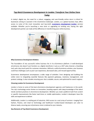 top notch ecommerce development in london