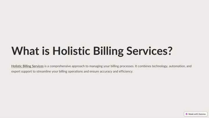 what is holistic billing services