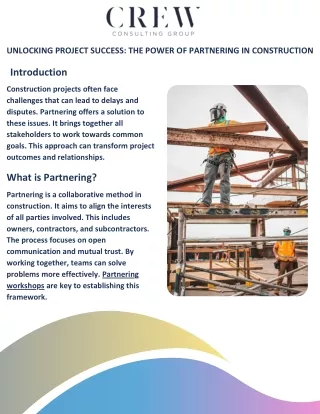 Unlocking Project Success The Power of Partnering in Construction