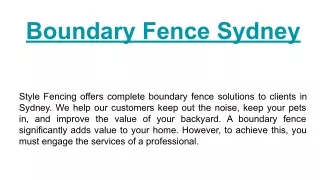Boundary Fence Sydney