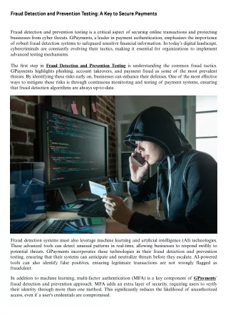 fraud detection and prevention testing