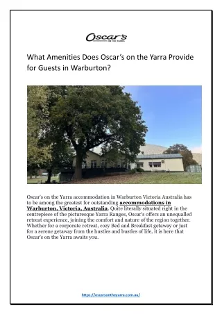 What Amenities Does Oscar’s on the Yarra Provide for Guests in Warburton?