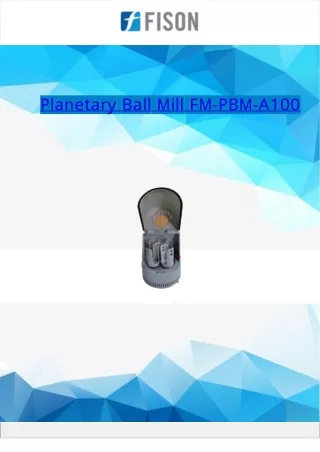 planetary ball mill fm pbm a100