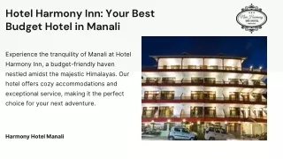 Best Budget Hotels In Manali
