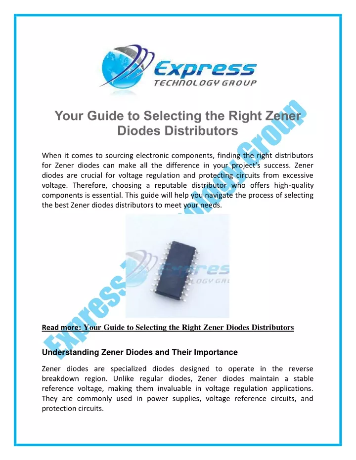 your guide to selecting the right zener diodes