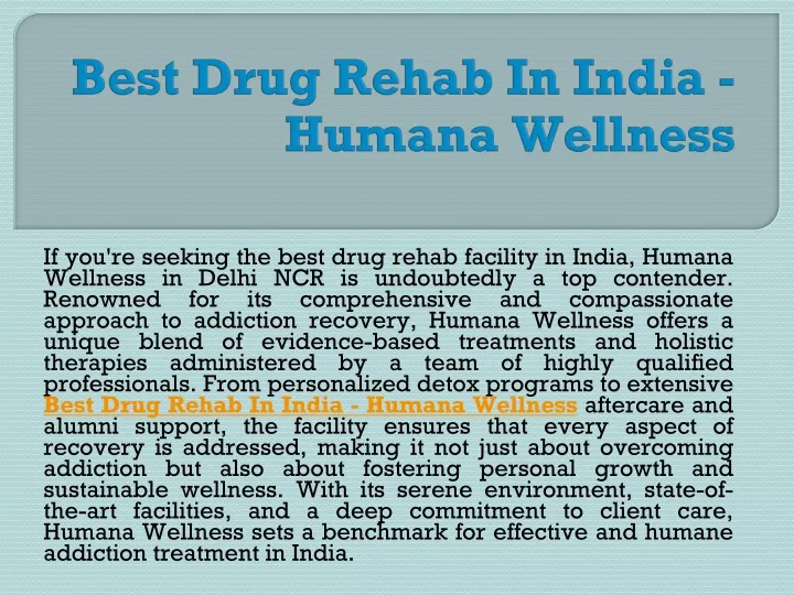 best drug rehab in india humana wellness