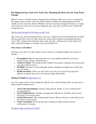 Pet Sitting Apps and Services in NYC
