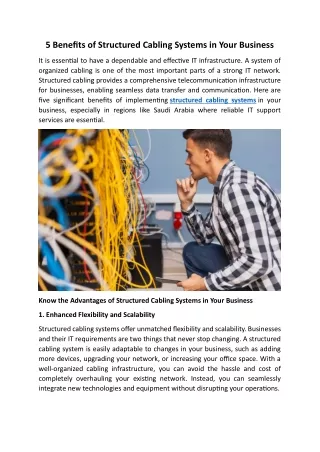 5 Benefits of Structured Cabling Systems in Your Business