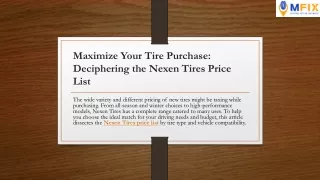 Maximize Your Tire Purchase Deciphering the Nexen Tires Price List