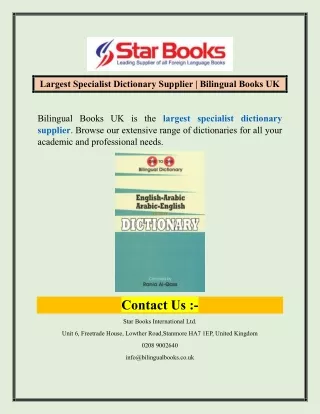 Largest Specialist Dictionary Supplier  Bilingual Books UK