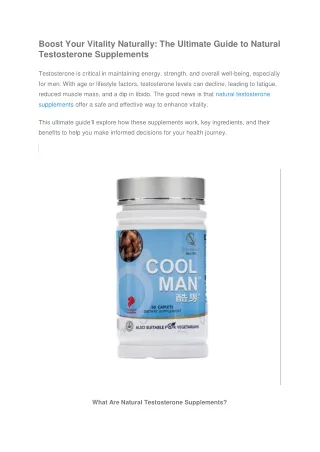 Natural Testosterone Supplements
