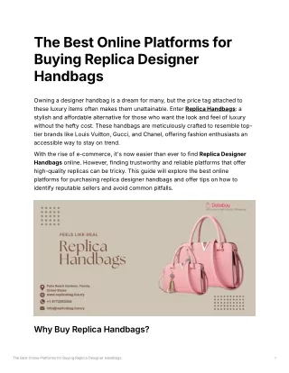 Best Online Platforms for Buying Replica Designer Handbags