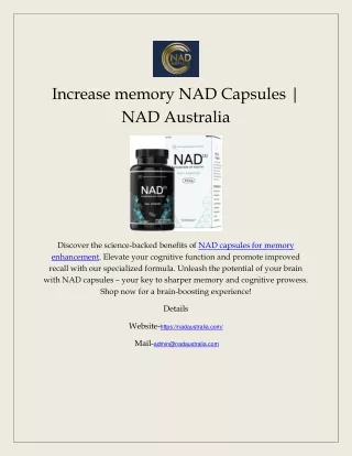 Increase memory NAD Capsules