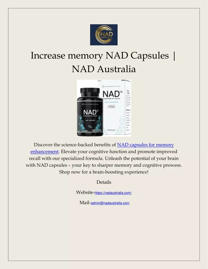 increase memory nad capsules nad australia