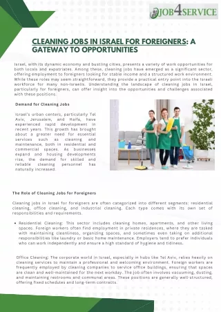 Cleaning Jobs in Israel for Foreigners A Gateway to Opportunities