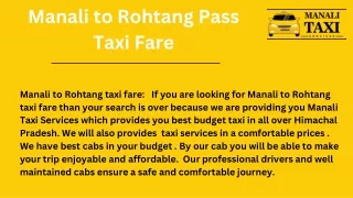 manali to rohtang pass taxi fare