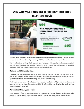 why anywayz moving is perfect for your