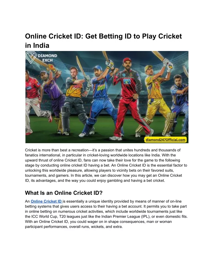 online cricket id get betting id to play cricket