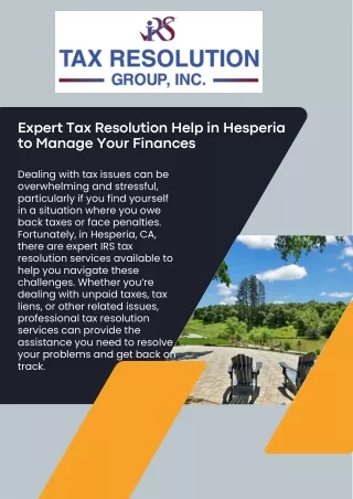 IRS Tax Resolution Services in Hesperia | Reliable Tax Relief Solutions
