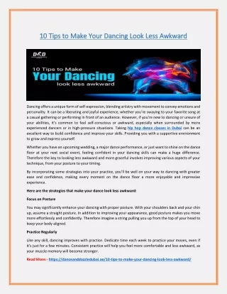 10 Tips to Make Your Dancing Look Less Awkward