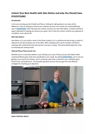 Unlock Your Best Health with Alex Neilan and why You Should Save 07429735002