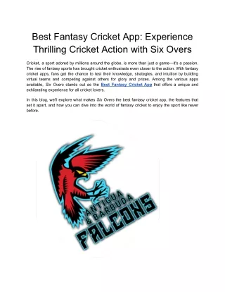 best fantasy cricket app experience thrilling
