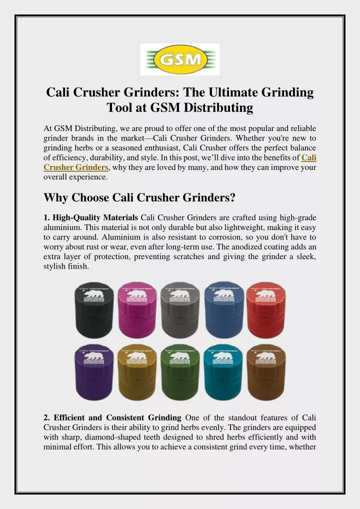 cali crusher grinders the ultimate grinding tool