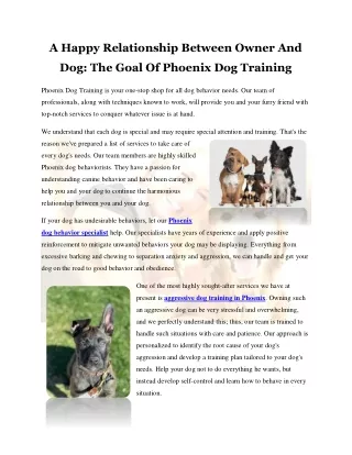 A Happy Relationship Between Owner And Dog: The Goal Of Phoenix Dog Training