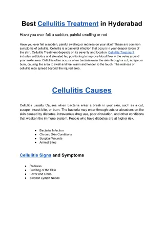 Best Cellulitis Treatment in Hyderabad