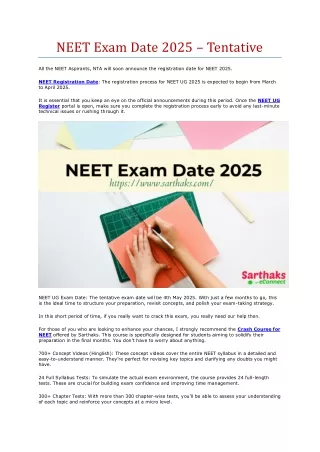 neet exam date 2025 tentative