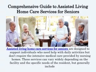 Comprehensive Guide to Assisted Living Home Care Services for Seniors