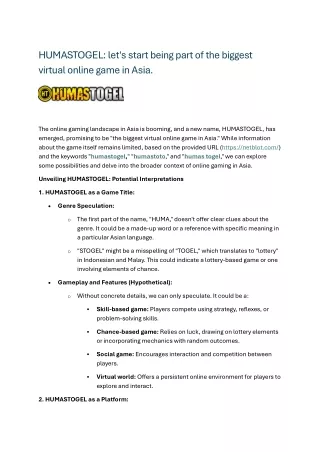 HUMASTOGEL let's start being part of the biggest virtual online game in Asia