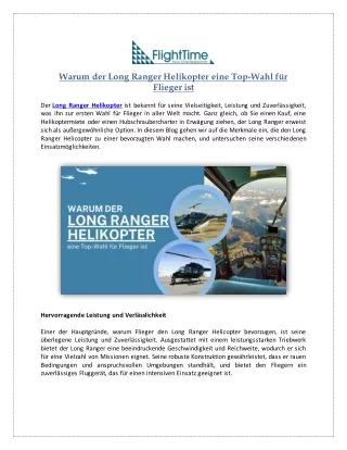 Warum der Long Ranger Helikopter eine Top-Wahl für Flieger ist