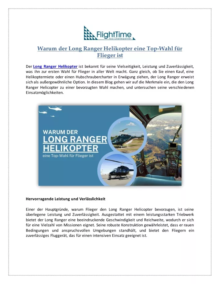 warum der long ranger helikopter eine top wahl