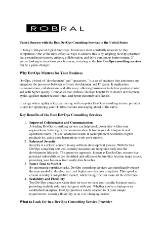 unlock success with the best devops consulting