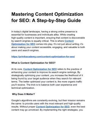 mastering content optimization for seo a step