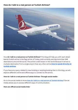 How do I talk to a real person at Turkish Airlines (1)