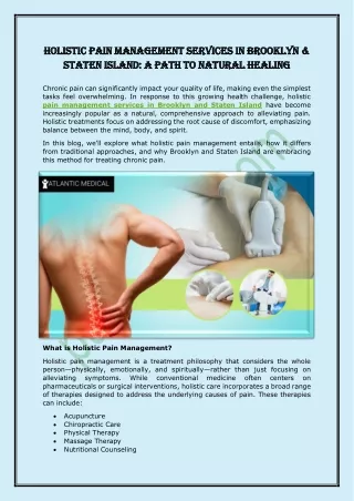 Holistic Pain Management Services in Brooklyn Staten Island