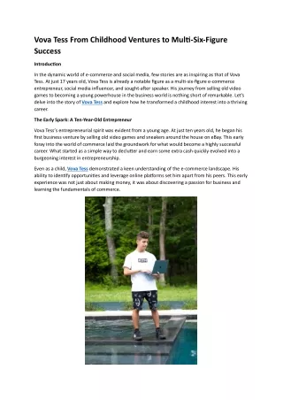 Vova Vova Tess From Childhood Ventures to Multi-Six-Figure Success