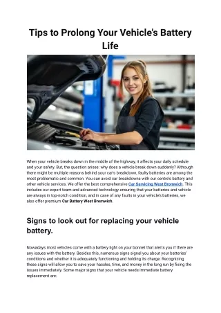 Tips to Prolong Your Vehicle's Battery