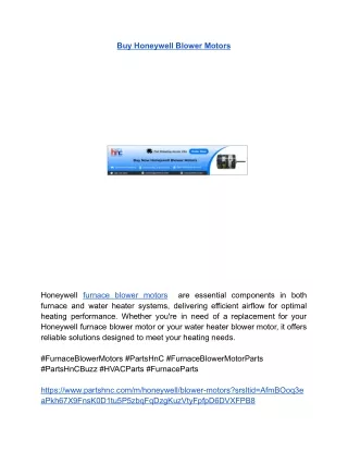 Buy Honeywell Blower Motors