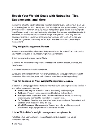 Reach Your Weight Goals with Nutrabliss_ Tips, Supplements, and More